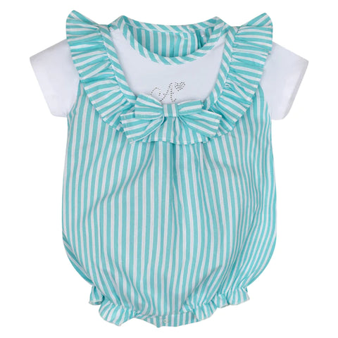 PREORDER SS24 Little A Kendal Blue & White Striped Romper