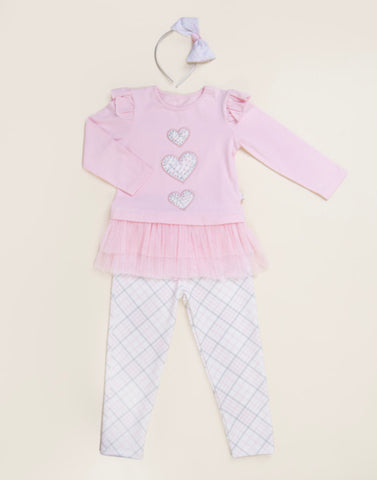 AW23 Pink Heart Pearl Legging Set