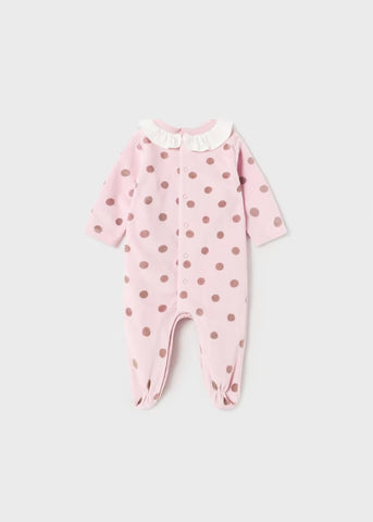 AW23 Mayoral Pink Velour Teddy All in One