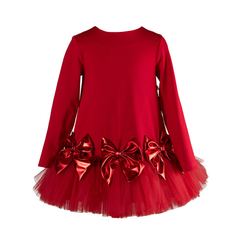 AW23 Daga Red Shiny Bow Tulle Dress