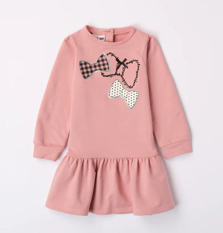 AW23 IDO Pink Dress with Black Bows Details