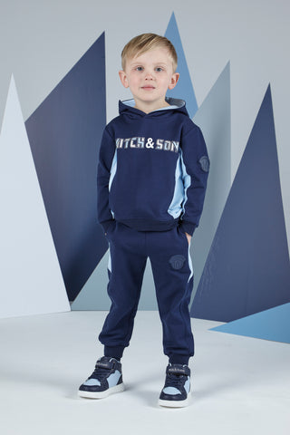 AW23 Mitch & Son Palmer Navy & Light Blue Hooded Tracksuit