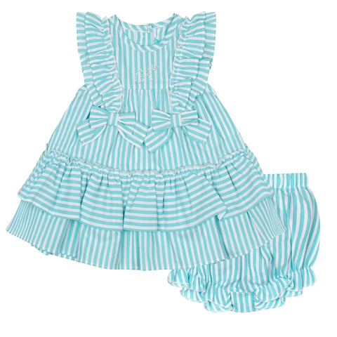 PREORDER SS24 Little A KOURTNEY Blue & White Striped Dress and Knickers