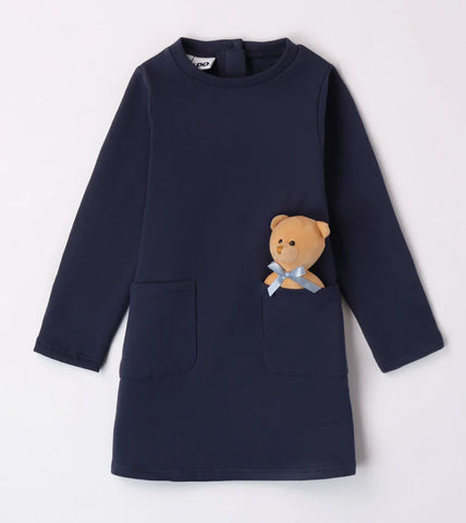 AW23 IDO Navy Teddy Bear Pocket Jumper Dress