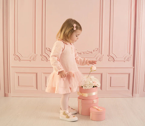 Little A ELLIS Pink Lurex Dress with Bows