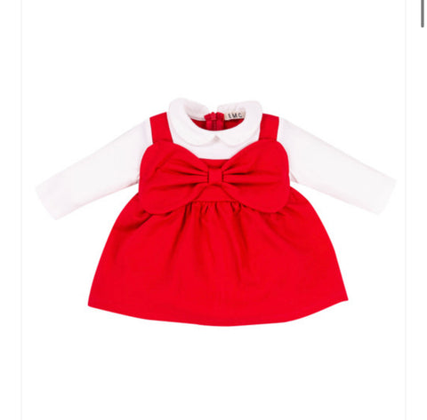 AW23 EMC Red and Ivory Bow Dress