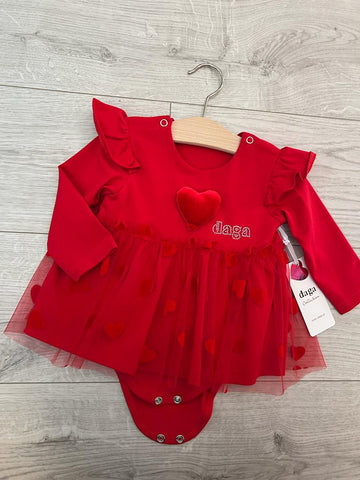 AW23 Daga Red Heart Tulle Baby Dresd