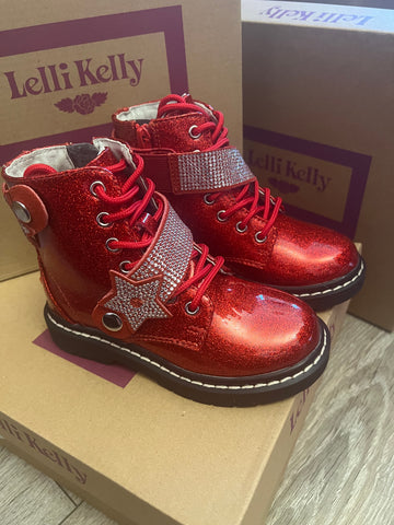 AW22 Lelli Kelly Red Glitter Boots