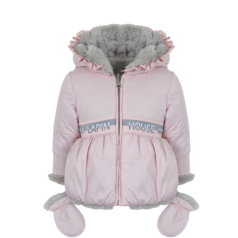 AW22 Lapin House Pink with Grey Fur Reservable Coat