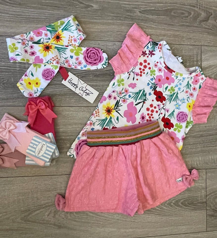 SS22 Happy Calegi Pink Floral Shorts Set
