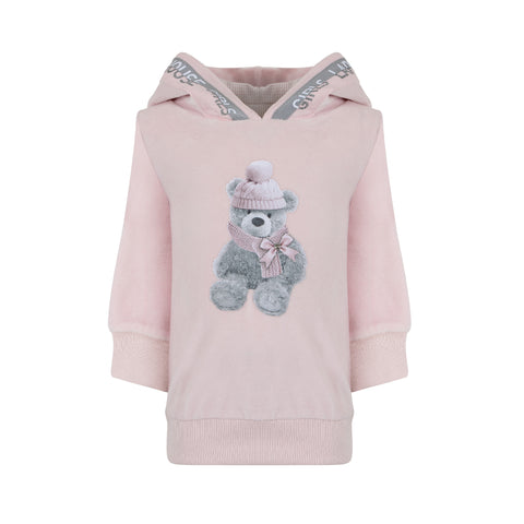 AW22 Lapin House Pink Teddy Hooded Jumper Dress